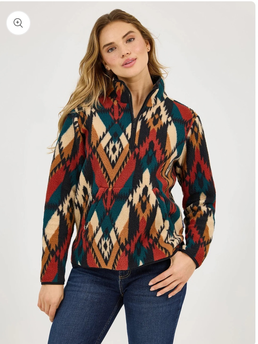 Wrangler Retro Southwestern Sherpa 1/4 Zip Fleece Pullover